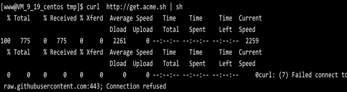 curl: (7) Failed to connect to raw.githubusercontent.com port 443: Connection refused